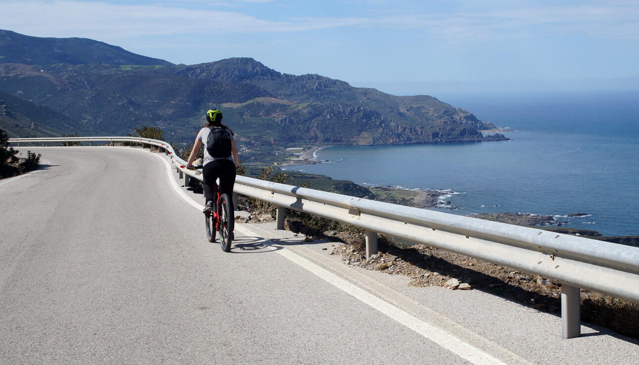 Electric bikes along West Crete's coast