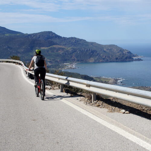 Electric bikes along West Crete's coast