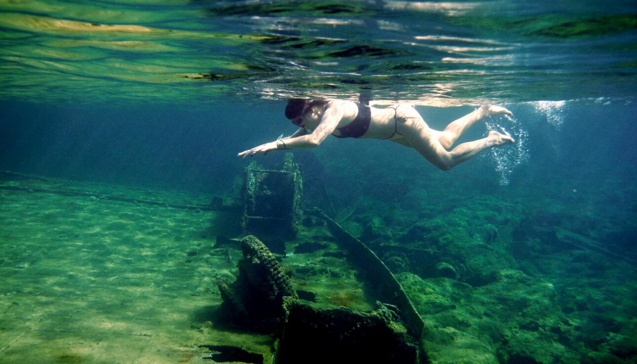 Snorkelling around the WWII shipwreck in Crete