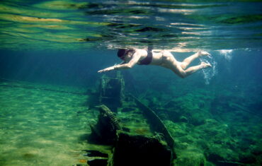 Snorkelling around the WWII shipwreck in Crete