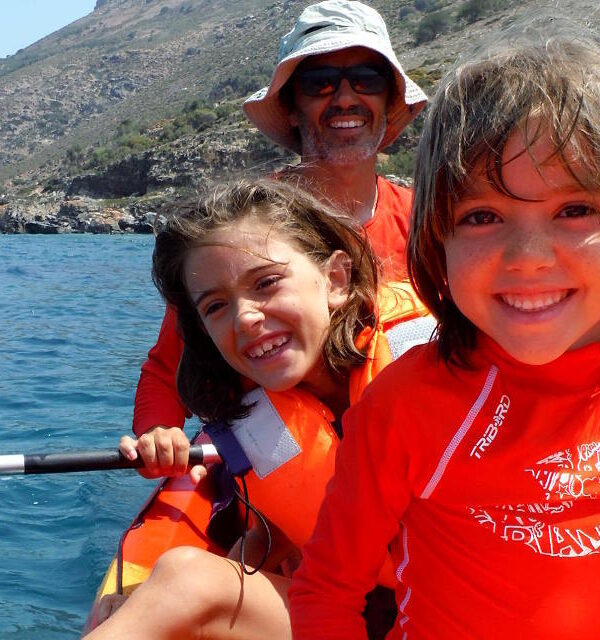 Kids kayaking Crete