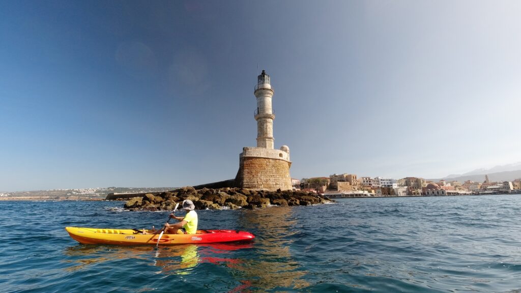 Sea kayaking by Chania Historic Lighthouse