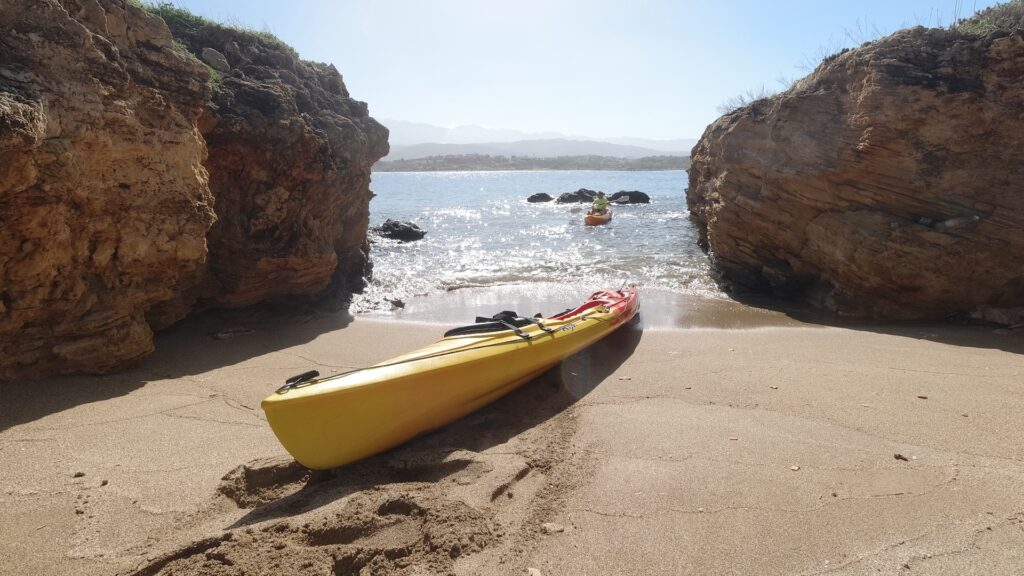 Taking a break from kayaking in Lazareta island, Chania