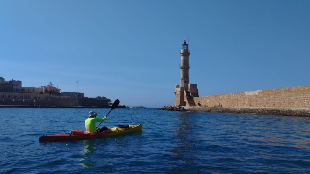 Kayaking around the Old Lighthouse in Chania Port